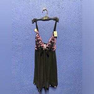 Spree Intimates Womens Babydoll and Panty Set Size Large Orchid/Black